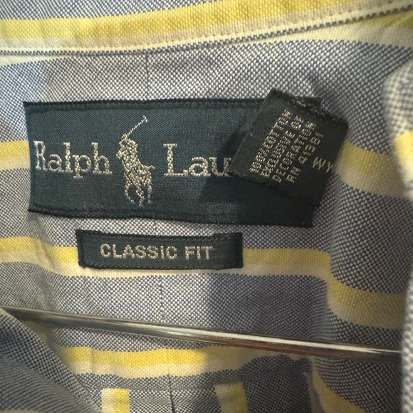 Ralph Lauren Men's Blue and Yellow Striped Shirt, size XL - Picture 3 of 8